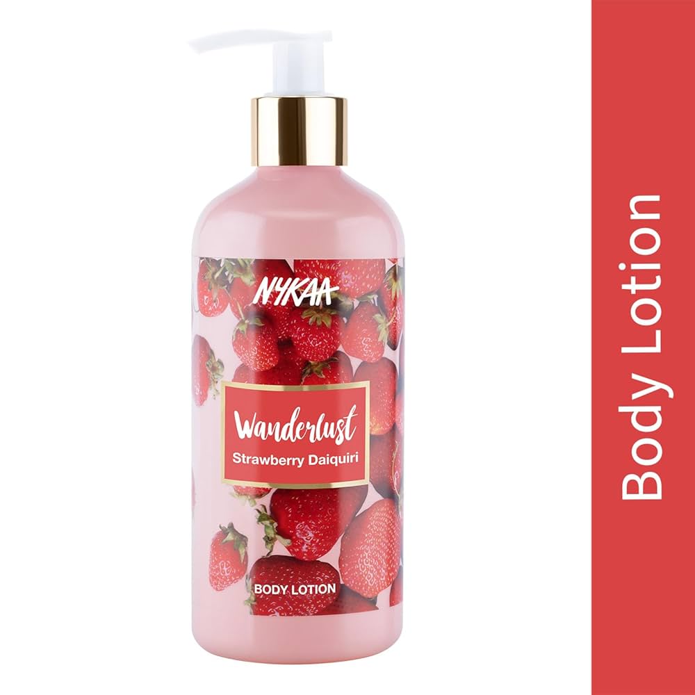Nykaa Wanderlust Bath and Body Strawberry Daiquiri Body Lotion For Women & Men, 300 Ml| Non-Greasy Up To 8 Hours Intense Moisturization|For Smooth & Moisturized Skin| Suitable For All Skin Types