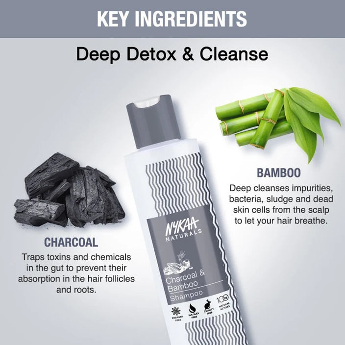 Nykaa Naturals Scalp Purifying -Free Shampoo With Charcoal, Bamboo & Neem – 200 ml