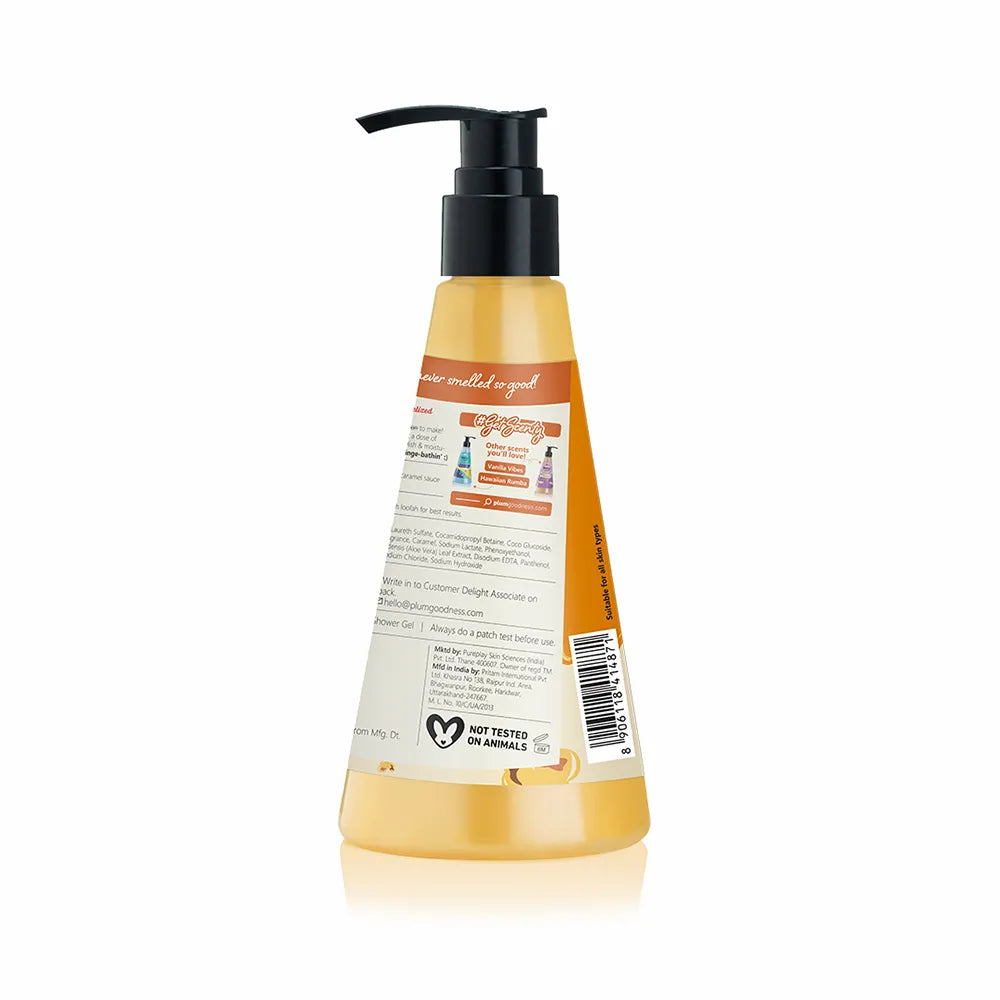 Plum BodyLovin’ Caramel Popcorn Body Wash | SLS-Free Body Wash For Women | Long Lasting Warm Caramel Fragrance | Aloe-Infused Nourishing Body Cleanser For Soft & Smooth Skin (240 ml)