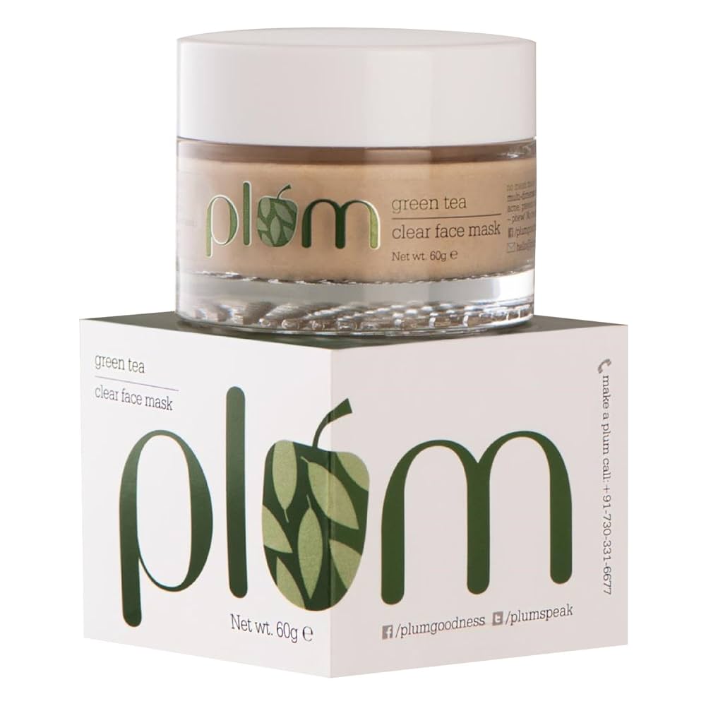 Plum Green Tea Clear Face Mask For Oily & Acne Prone Skin, Vegan Skin Care 60g.