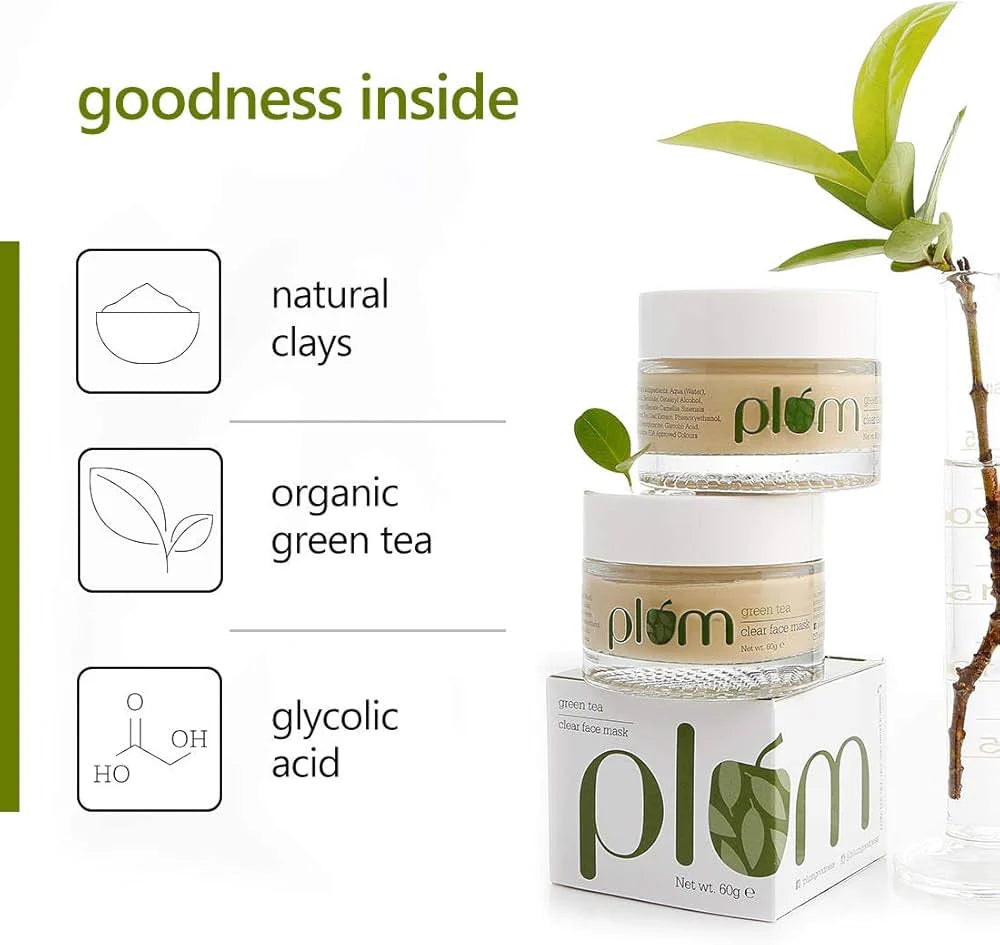 Plum Green Tea Clear Face Mask For Oily & Acne Prone Skin, Vegan Skin Care 60g.