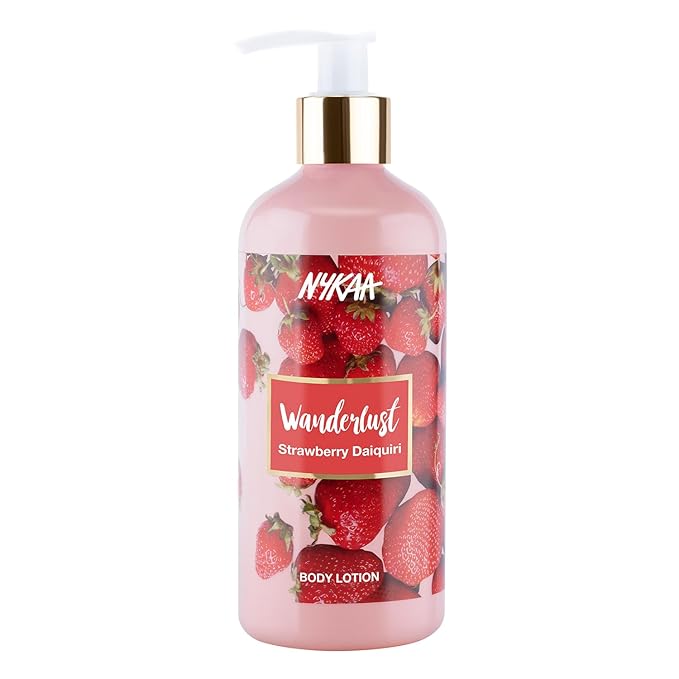 Nykaa Wanderlust Bath and Body Strawberry Daiquiri Body Lotion For Women & Men, 300 Ml| Non-Greasy Up To 8 Hours Intense Moisturization|For Smooth & Moisturized Skin| Suitable For All Skin Types