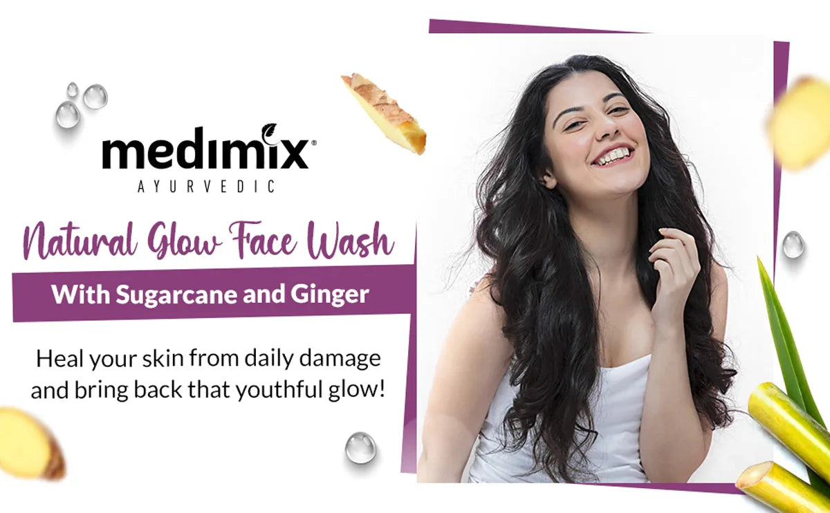 Medimix Ayurvedic Natural Glow Face Wash for youthful and glowing skin |With Sugarcane and Ginger | 100 ml