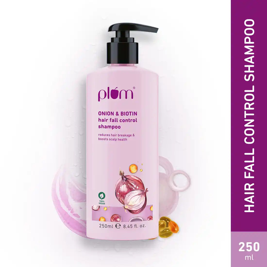 Plum Onion and Biotin Shampoo for Hairfall Control | Paraben Free | Enriched with Onion Extract, Biotin, D-Panthenol | Boosts Scalp Health | 250 ml
