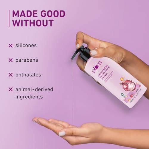 Plum Onion and Biotin Shampoo for Hairfall Control | Paraben Free | Enriched with Onion Extract, Biotin, D-Panthenol | Boosts Scalp Health | 250 ml